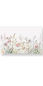 50 Sheets Floral Paper Placemat Watercolor Flower Disposable Place Mat Spring Colorful Floral Decorative Paper Table Mat for Wedding Bridal Shower Dinner Table, 11 x 17 Inch