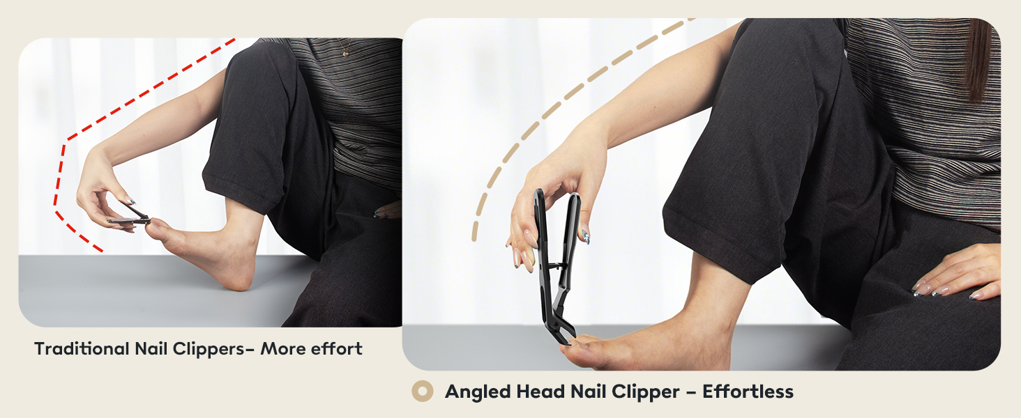 Toenail Clippers for Seniors Thick Toenails, Angled Head Large Toe Nail Clippers for Men, Ultra Wide Jaw Opening Nail Clippers Set, Sharp Heavy Duty Precision Stainless Steel Nail Cutte