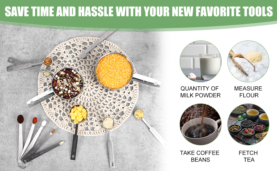 Measuring Cups and Spoons Set of 16,5 Nesting Metal Measuring Cups and 5 Measuring Spoons,1 Leveler and 5 Mini Measuring Spoons for Cooking,Baking,Dry and Liquid Ingredients