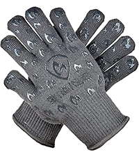 Oven Gloves with Fingers - 932°F Extreme Heat Proof and Cut Resistant Mitts for Kitchen, BBQ, Grill, Baking, Fire Pit - EN407 Certified with Non-Slip Silicone Grip and Cotton Lined for Comfort