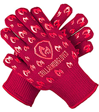 Oven Gloves with Fingers - 932°F Extreme Heat Proof and Cut Resistant Mitts for Kitchen, BBQ, Grill, Baking, Fire Pit - EN407 Certified with Non-Slip Silicone Grip and Cotton Lined for Comfort