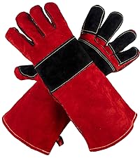 Oven Gloves with Fingers - 932°F Extreme Heat Proof and Cut Resistant Mitts for Kitchen, BBQ, Grill, Baking, Fire Pit - EN407 Certified with Non-Slip Silicone Grip and Cotton Lined for Comfort