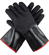 Oven Gloves with Fingers - 932°F Extreme Heat Proof and Cut Resistant Mitts for Kitchen, BBQ, Grill, Baking, Fire Pit - EN407 Certified with Non-Slip Silicone Grip and Cotton Lined for Comfort