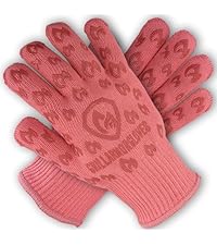 Oven Gloves with Fingers - 932°F Extreme Heat Proof and Cut Resistant Mitts for Kitchen, BBQ, Grill, Baking, Fire Pit - EN407 Certified with Non-Slip Silicone Grip and Cotton Lined for Comfort