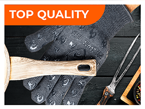 Oven Gloves with Fingers - 932°F Extreme Heat Proof and Cut Resistant Mitts for Kitchen, BBQ, Grill, Baking, Fire Pit - EN407 Certified with Non-Slip Silicone Grip and Cotton Lined for Comfort