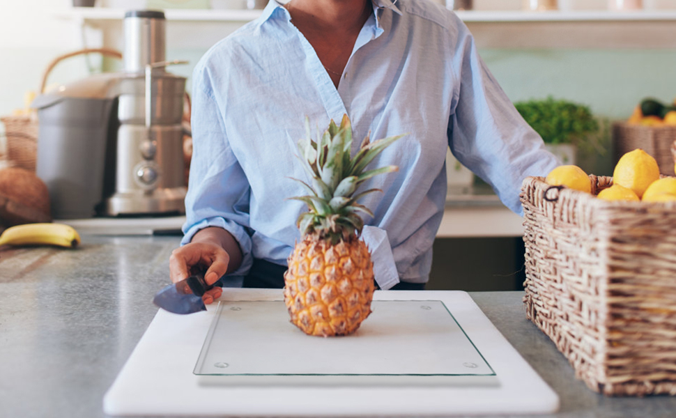 Tempered Glass Cutting Board for Kitchen, Clear Glass Board for Countertop, Heat Resistant, with Non-Slip Feet, 12x16" & 12x8" 2 Pcs Clear