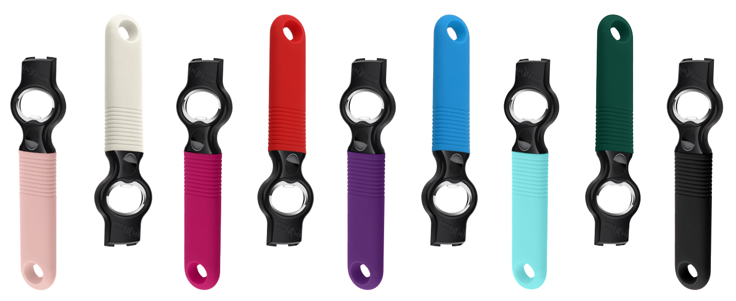 2-Pack Magnetic Beer Bottle Opener & Soda Can Opener, 2-in-1 Bottle Opener and Can Tab Opener Tool for Bartender, Long Nails, Arthritis, Seniors, Silicone Handle with Build in Magnet - Black