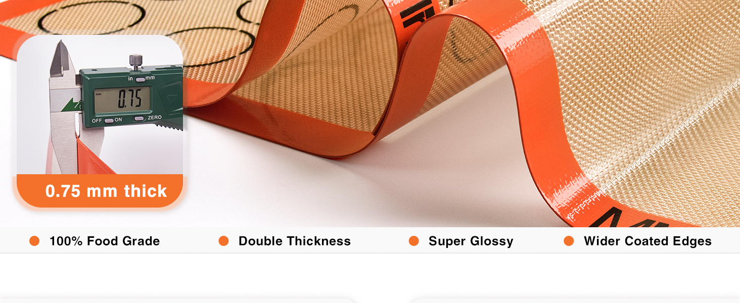 Silicone Baking Mats - Best German Silicone, Non Slip Baking Sheet, Non Stick Reusable Silicone Mats For Baking, Food Grade Oven Liner, Counter Mat, Set of 6