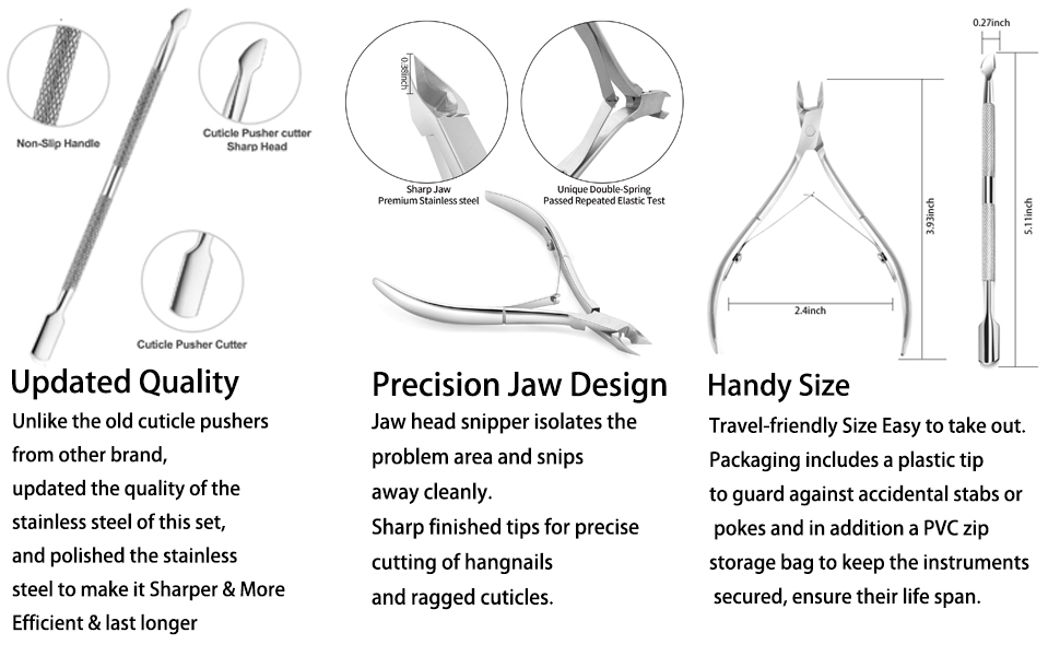 6 Packs Cuticle Trimmer with Pusher - Professional Stainless Steel Cuticle Nippers Cutter Clippers and Cuticle Remover Manicure Tools for Fingernails Toenails (silver)