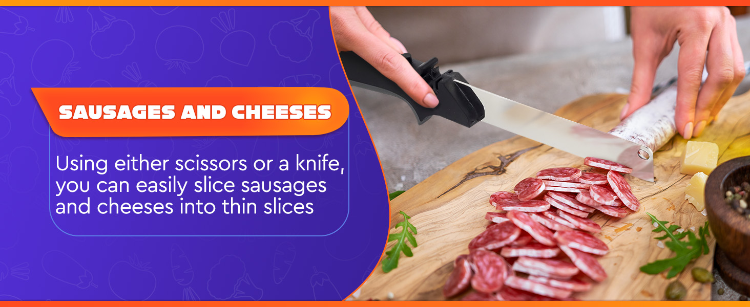 2 in 1 Kitchen Scissors for Food – Stainless Steel Blade & Plastic Cutting Board Scissors with Safety Lock | 9.5