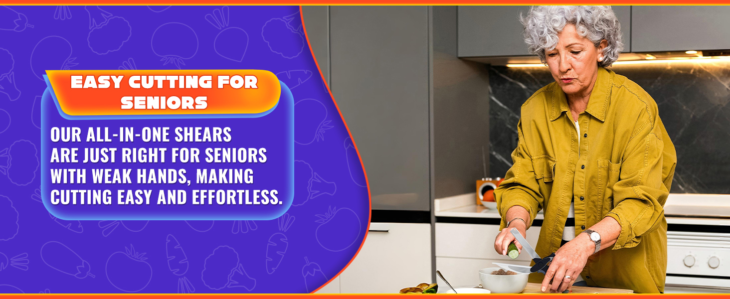 2 in 1 Kitchen Scissors for Food – Stainless Steel Blade & Plastic Cutting Board Scissors with Safety Lock | 9.5