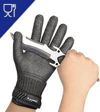 Schwer SlicePro ANSI A9 Cut Resistant Gloves, Food Grade Cutting Glove for Kitchen Food Prep, Mandoline Gloves for Meat Cutting, Oyster Shucking, Fish Fillet Processing, PR1501-G, L