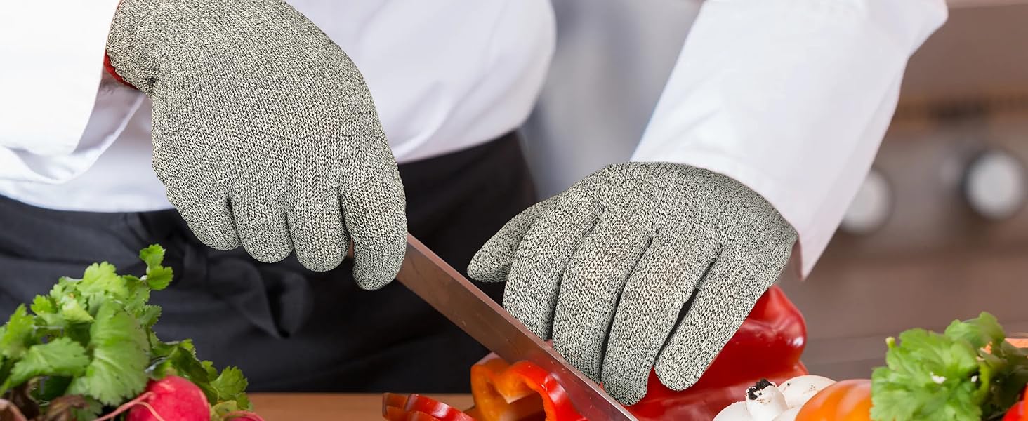 Schwer SlicePro ANSI A9 Cut Resistant Gloves, Food Grade Cutting Glove for Kitchen Food Prep, Mandoline Gloves for Meat Cutting, Oyster Shucking, Fish Fillet Processing, PR1501-G, L