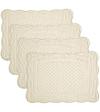 HOMBYS Quilted Placemats Set of 4 Washable-Rectangular Placemats for Kitchen Table-100% Cotton Fabric Rectangular Table Mats-Cotton, (Navy Blue)