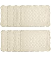 HOMBYS Quilted Placemats Set of 4 Washable-Rectangular Placemats for Kitchen Table-100% Cotton Fabric Rectangular Table Mats-Cotton, (Navy Blue)
