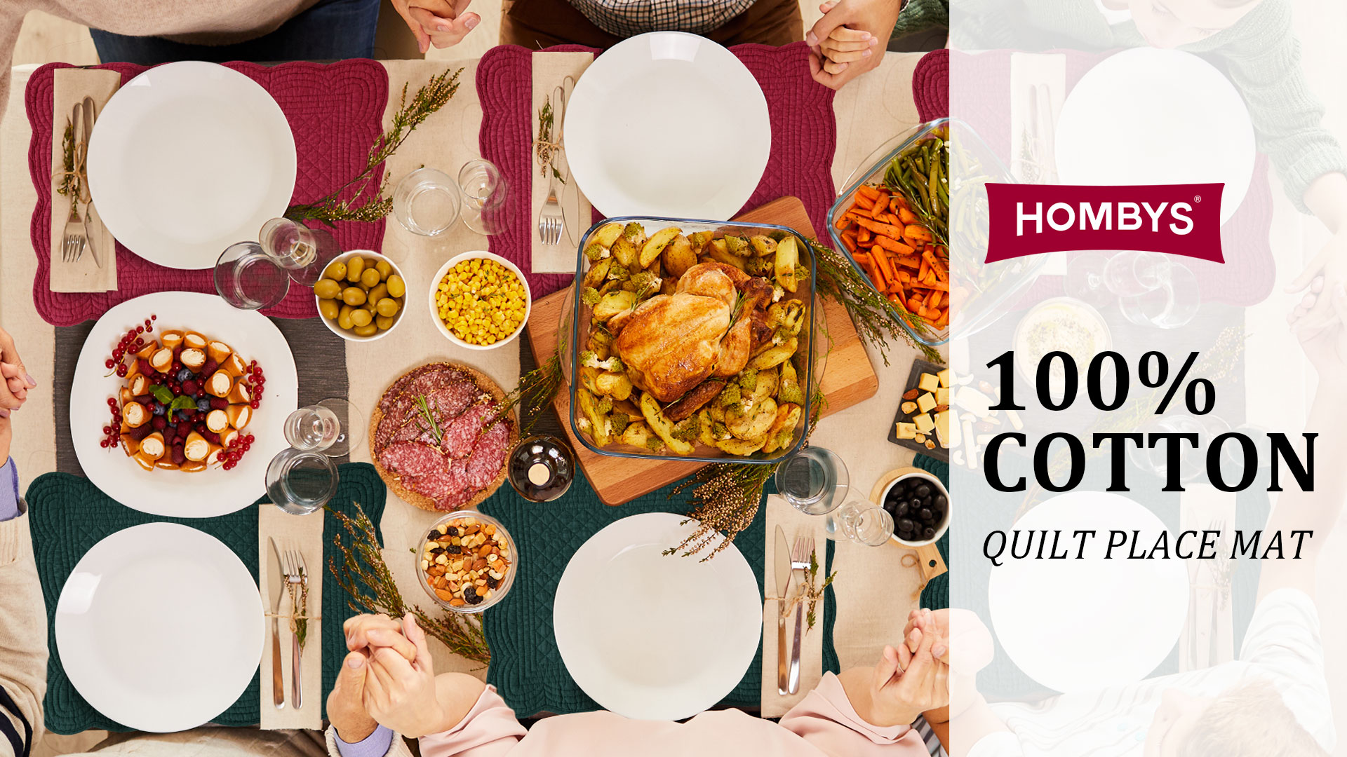 HOMBYS Quilted Placemats Set of 4 Washable-Rectangular Placemats for Kitchen Table-100% Cotton Fabric Rectangular Table Mats-Cotton, (Navy Blue)