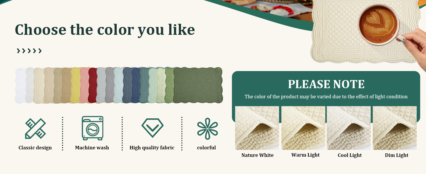 HOMBYS Quilted Placemats Set of 4 Washable-Rectangular Placemats for Kitchen Table-100% Cotton Fabric Rectangular Table Mats-Cotton, (Navy Blue)