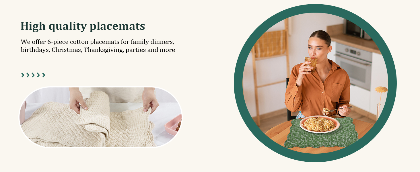 HOMBYS Quilted Placemats Set of 4 Washable-Rectangular Placemats for Kitchen Table-100% Cotton Fabric Rectangular Table Mats-Cotton, (Navy Blue)