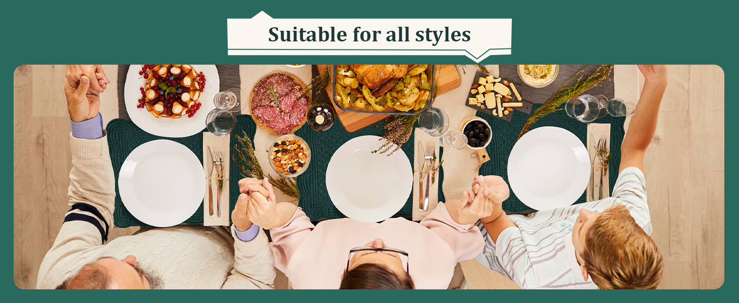 HOMBYS Quilted Placemats Set of 4 Washable-Rectangular Placemats for Kitchen Table-100% Cotton Fabric Rectangular Table Mats-Cotton, (Navy Blue)