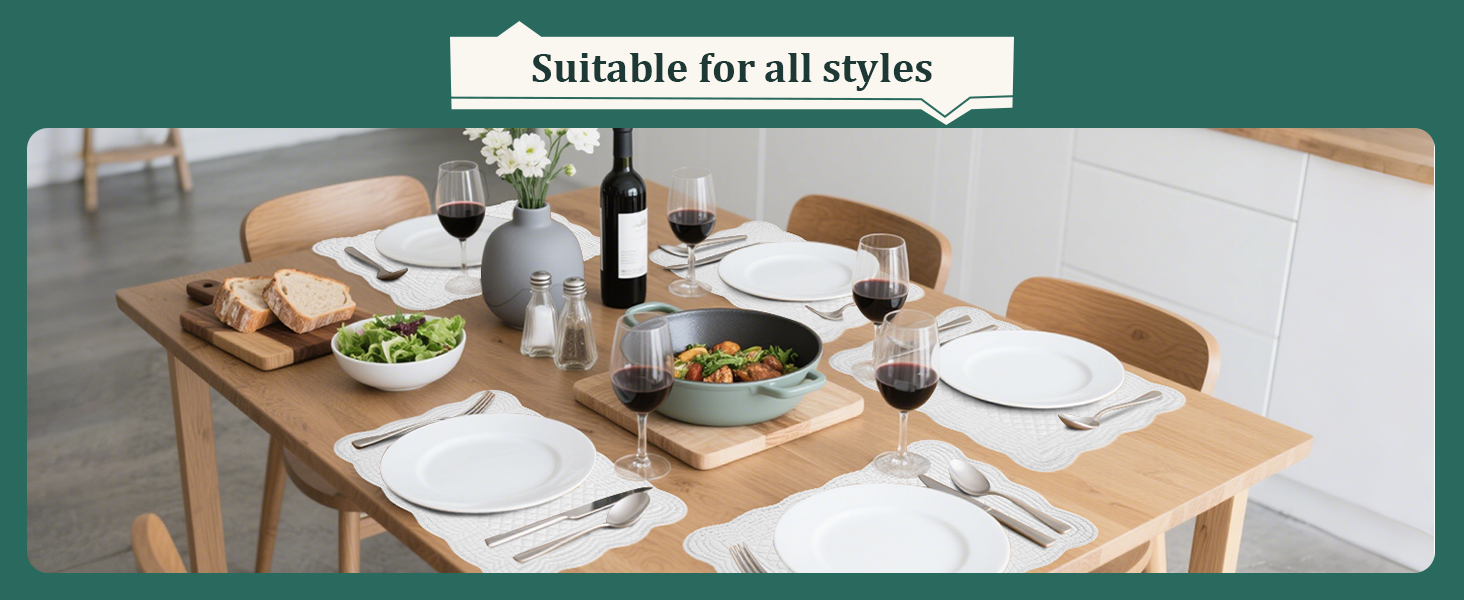 HOMBYS Quilted Placemats Set of 4 Washable-Rectangular Placemats for Kitchen Table-100% Cotton Fabric Rectangular Table Mats-Cotton, (Navy Blue)