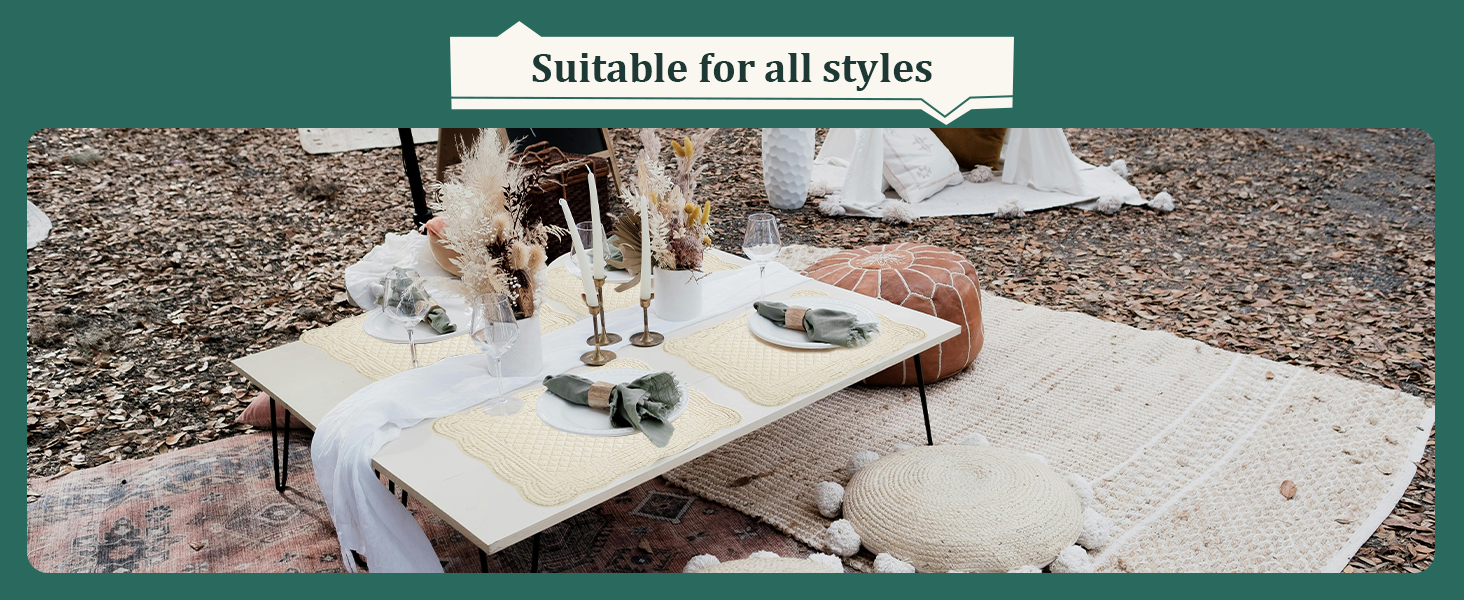 HOMBYS Quilted Placemats Set of 4 Washable-Rectangular Placemats for Kitchen Table-100% Cotton Fabric Rectangular Table Mats-Cotton, (Navy Blue)