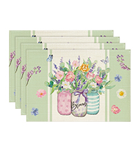 Artoid Mode Brown Poppy Floral Leaves Fall Placemats Set of 4, 12x18 Inch Seasonal Spring Table Mats for Party Kitchen Dining Decoration