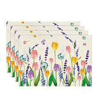 Artoid Mode Brown Poppy Floral Leaves Fall Placemats Set of 4, 12x18 Inch Seasonal Spring Table Mats for Party Kitchen Dining Decoration