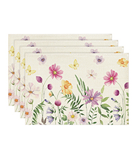 Artoid Mode Brown Poppy Floral Leaves Fall Placemats Set of 4, 12x18 Inch Seasonal Spring Table Mats for Party Kitchen Dining Decoration