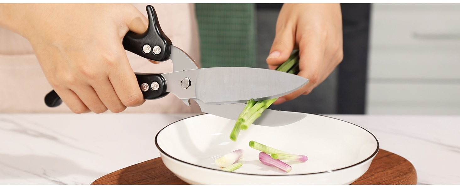 Brigii Kitchen Shear, Stainless Steel Heavy Duty Poultry Shears, Multi-Purpose Kitchen Scissors for Cutting Chicken, Fish, Seafood, and Vegetables-Black