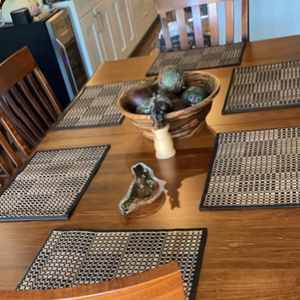 8 Pack Bamboo Placemats, Natural Anti-Slip Dining Table Mats, Heat-Resistant Place Mats, Japanese Style Washable Placemats for Dining Room, Kitchen, Restaurant, 18 x 12 Inch