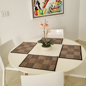 8 Pack Bamboo Placemats, Natural Anti-Slip Dining Table Mats, Heat-Resistant Place Mats, Japanese Style Washable Placemats for Dining Room, Kitchen, Restaurant, 18 x 12 Inch