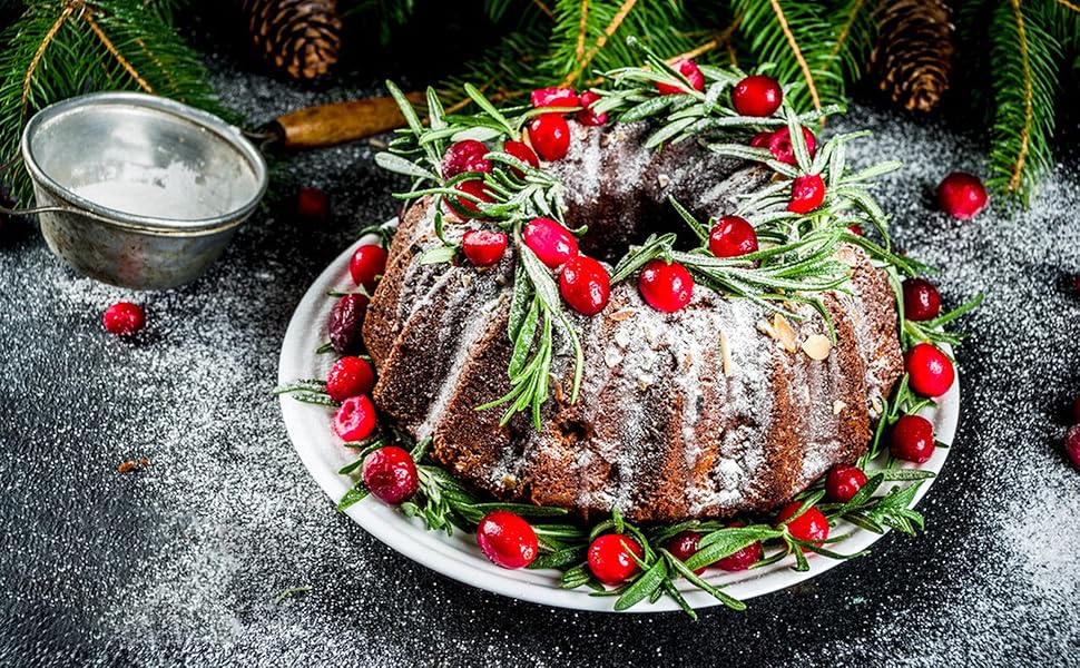 Frcctre 9 Inch Non-Stick Fluted Cake Pan, 10 Cups Heavy Duty Fluted Tube Cake Pan Baking Mold Easy Release Aluminum Baking Mold for DIY Cakes