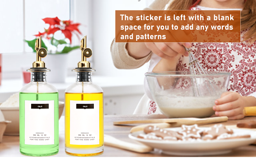 12 oz Olive Oil Dispenser Bottle for Kitchen - Elegant Glass Set of 2 With Pour Spout for Coffee Syrup, Vinegar