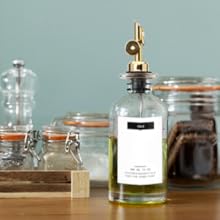 12 oz Olive Oil Dispenser Bottle for Kitchen - Elegant Glass Set of 2 With Pour Spout for Coffee Syrup, Vinegar