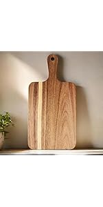ZeQi Acacia Wood Cutting Board with Handle 13.7''X7'' / Charcuterie Board/Serving Board/Cheese, Bread, Vegetables & Fruits Serving Board (Rectangular)