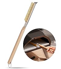 22” Pizza Oven Brush with Stone Scraper - Heat Resistant Stainless Steel Bristles, Extra Long Handle - Universal Fit for Most Pizza Ovens