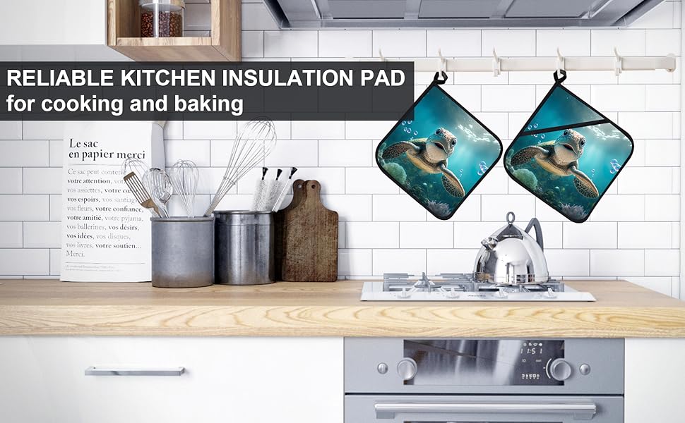 Abstract Turquoise Stone Marble Pot Holders Set of 2 Kitchen Heat Resistant Potholders for Microwave Cooking Baking Oven End Dishes and BBQ Gifts for Women