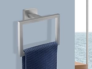 5 Piece Brushed Nickel Towel Bar Set Bathroom Hardware Set Brushed Nickel Bathroom Accessories Set with 2 Towel Hook, Stainless Steel Wall Mounted Bathroom Towel Rack Set Square 16-Inch