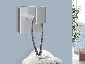 5 Piece Brushed Nickel Towel Bar Set Bathroom Hardware Set Brushed Nickel Bathroom Accessories Set with 2 Towel Hook, Stainless Steel Wall Mounted Bathroom Towel Rack Set Square 16-Inch