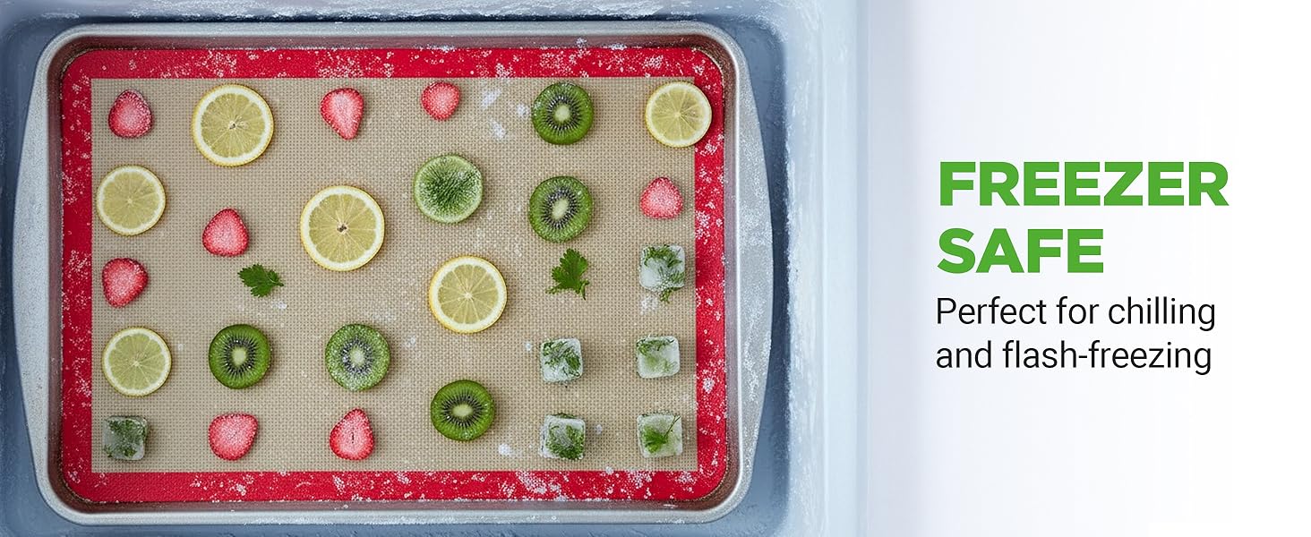 Nutrichef Silicone Baking Mats - 2 Non-stick Food-Grade Silicone Mats - Perfect for Full Baking Pans 24.4 x 16.5 IN - Oven-safe Up to 480 Degrees F - Suitable for Ovens, Freezers, & Dishwashers - Red