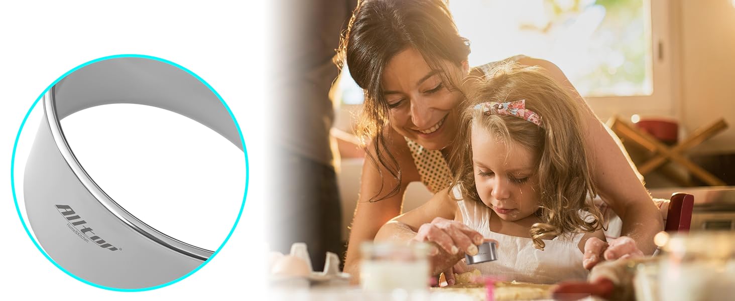 ALLTOP Circle Biscuit Cutter Set –Stainless Steel Baking Supplies for Effortless Round Cookie Shaping, Pastry & Fondant Tool Creation–Precise Cut Kitchen Utensil for Sandwich, Scone, Donut -3PC Round