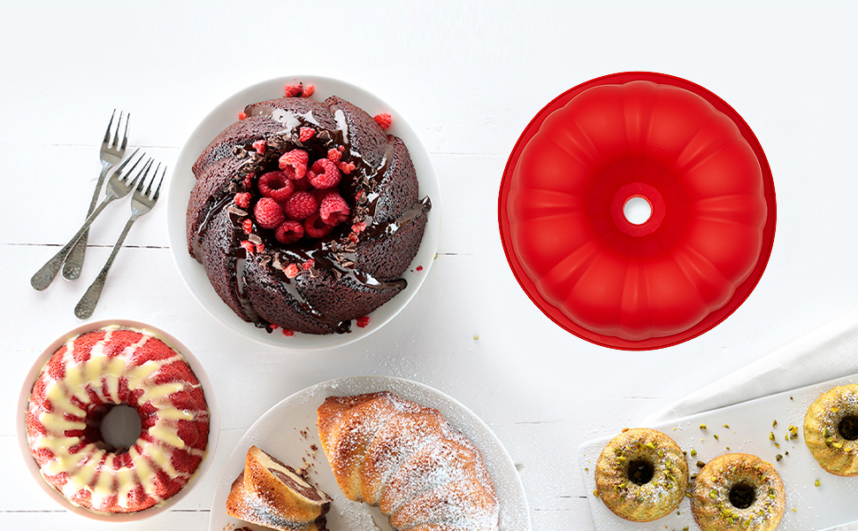 SOV silicone cake pan, silicone Cake Molds, Bakeware Non Stick 10 inch Pan for Jello,Gelatin,cake, Silicone Baking Molds for Cakes, Round Baking Pan (1 pack)