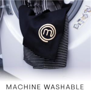 MasterChef Oven Mitts Heat Resistant, Set of 2 Baking Gloves, Machine Washable Cotton Kitchen Mittens for Stove Cooking & BBQ Grilling, Hot Proof Pot Holders, One Size Fits All, Elite Black