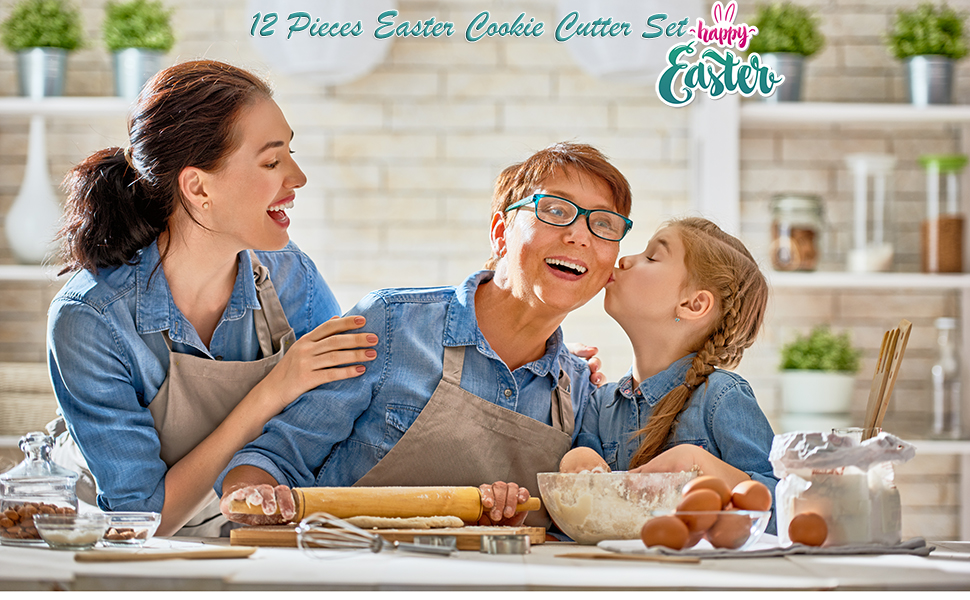 Easter Cookie Cutter Set - 12 Pieces Stainless Steel Cookie Cutters for Baking