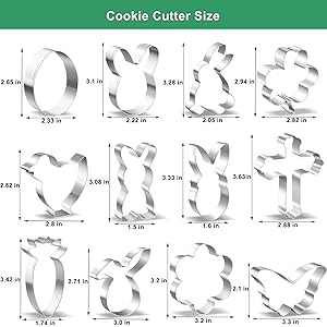 Easter Cookie Cutter Set - 12 Pieces Stainless Steel Cookie Cutters for Baking