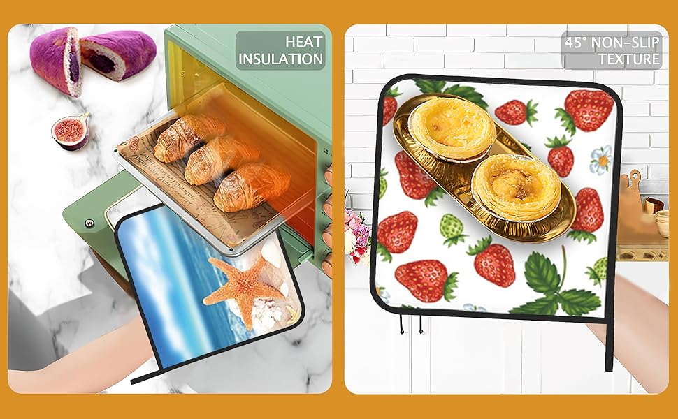 Funny Cats Family Pot Holder Set of 2,Heat Resistant Potholders Oven Hot Pads for Kitchen Cooking Baking BBQ