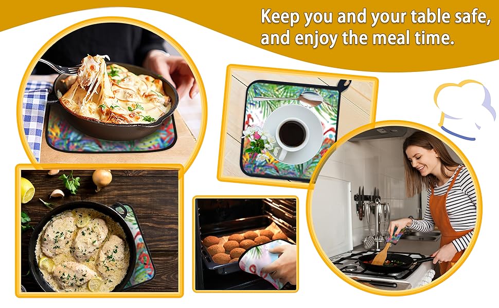 Blue Octopus Butterfly Pot Holder Set of 2,Heat Resistant Potholders Oven Hot Pads for Kitchen Cooking Baking BBQ