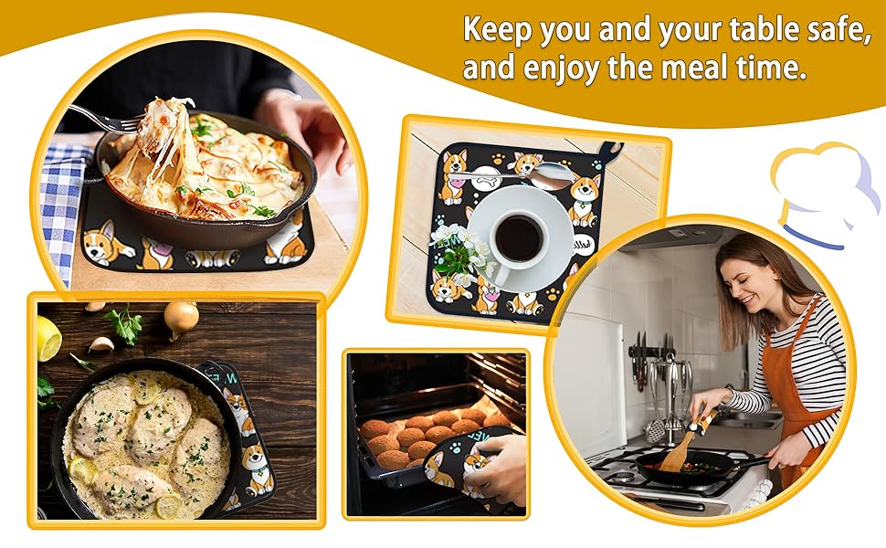 Fantasy Green Dragonfly Pot Holder Set of 2,Heat Resistant Potholders Oven Hot Pads for Kitchen Cooking Baking BBQ