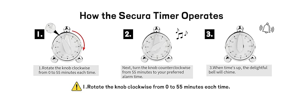 Kitchen Timers for Cooking Seniors 60 Minute Mechanical Kitchen Timer Loud Alarm Clock for Cooking Baking No Batteries Needed Visual Timer Ideal for Kitchen Management Precise Cooking Timing 1 Pack