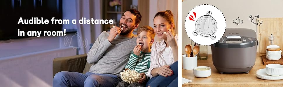 Kitchen Timers for Cooking Seniors 60 Minute Mechanical Kitchen Timer Loud Alarm Clock for Cooking Baking No Batteries Needed Visual Timer Ideal for Kitchen Management Precise Cooking Timing 1 Pack